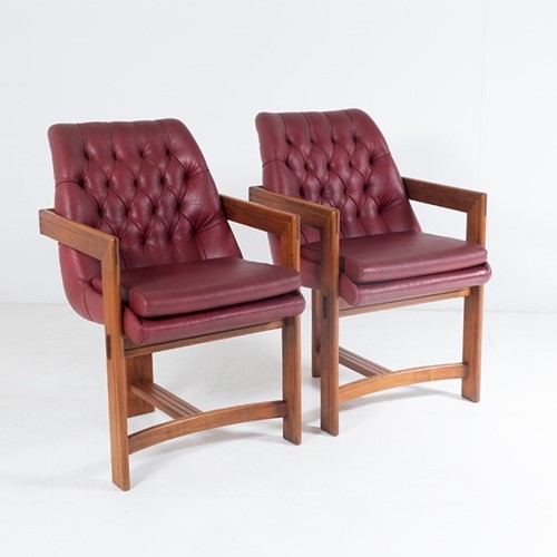 Exceptional pair of Library teak chairs