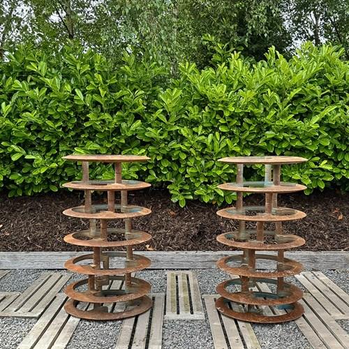 Pair Of Large Reclaimed Cast Iron Garden Ornaments, Planters Or Water Feature