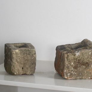 Pair Of Small Antique Carved Stone ...