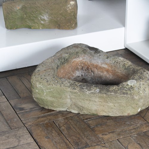 Primitive Carved Stone Trough Planter Weathered Sandstone Garden Feature
