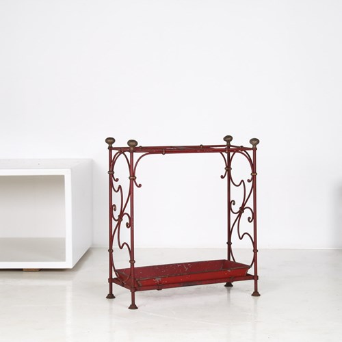 Decorative French Parisian Chic Antique Wrought Iron Red  Umbrella Stick Stand