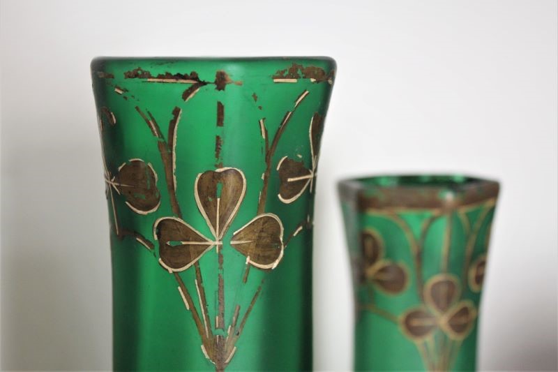 French antique Art Nouveau satin glass vases.-grovetrader-green-vases-3h-main-637642617917302721.JPG