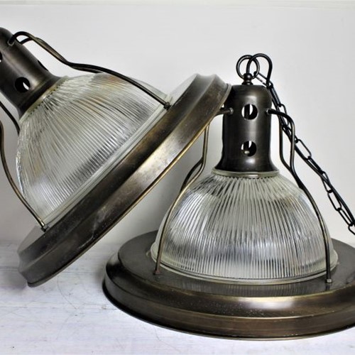 Pair of English industrial style pendant lights