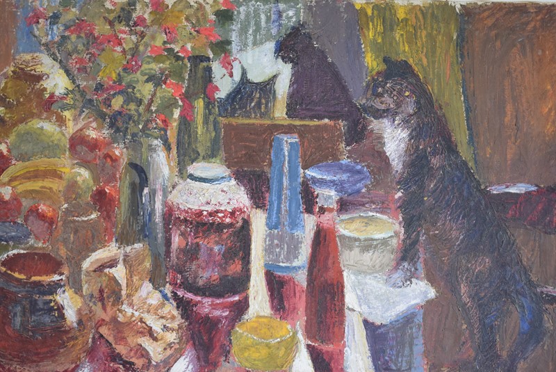 Black Cat Overlooking a Laid Table Oil on Canvas-grumbla-lane-dsc-1694-main-637355000711507678.jpeg