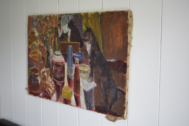 Black Cat Overlooking a Laid Table Oil on Canvas-grumbla-lane-dsc-1704-main-637355000819632538.jpeg