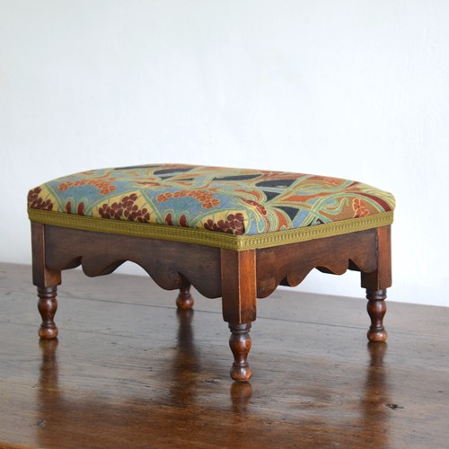 Victorian Footstool Upholstered in Liberty Fabric