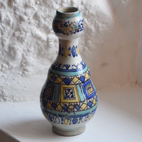 Tin Glaze Gourd Shaped Hand painted Vase