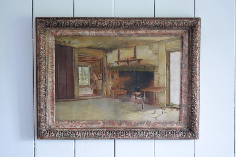 19th Century Oil on Canvas Interior Scene-grumbla-lane-dsc-6778-main-637568729112729143.JPG