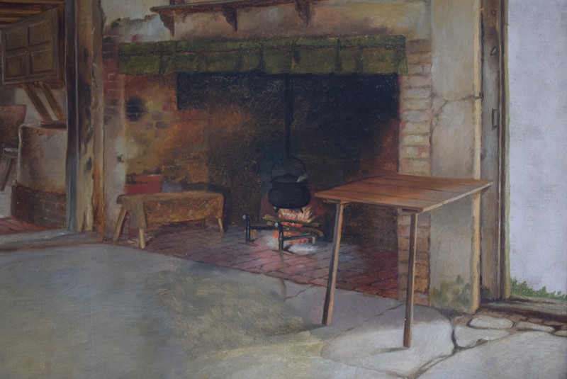 19th Century Oil on Canvas Interior Scene-grumbla-lane-dsc-6780-main-637568729461008460.JPG