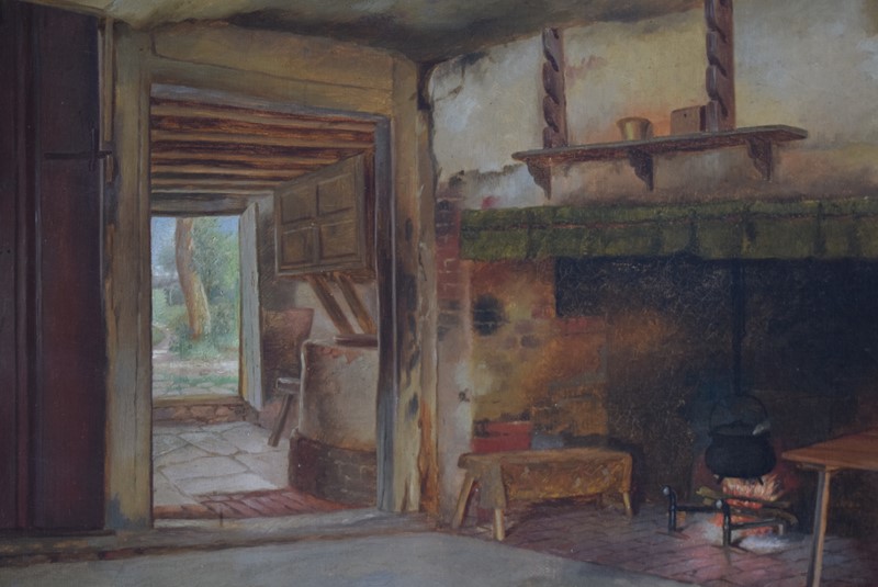 19th Century Oil on Canvas Interior Scene-grumbla-lane-dsc-6781-main-637568729478039951.JPG