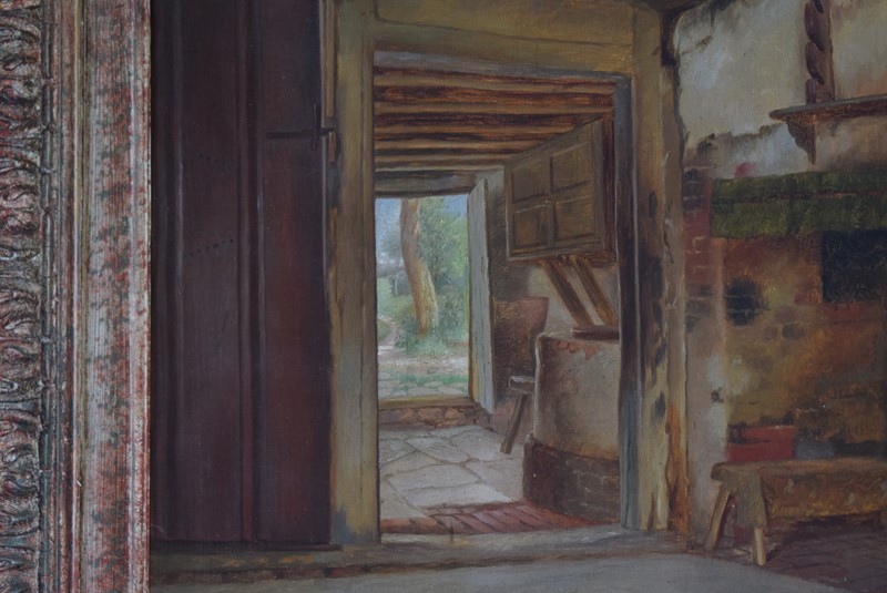 19th Century Oil on Canvas Interior Scene-grumbla-lane-dsc-6782-main-637568729495227088.JPG