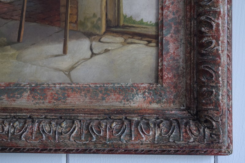 19th Century Oil on Canvas Interior Scene-grumbla-lane-dsc-6784-main-637568729512883277.JPG