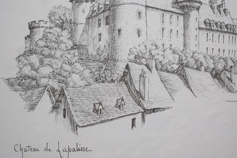 Chateau de Lapalisse Original Pen and ink Drawing-grumbla-lane-dsc-9596-main-637747428847412324.JPG