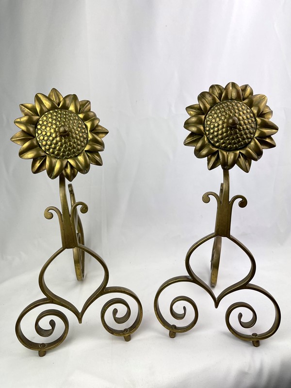 Arts and Crafts Period Sunflower Andirons-grumbla-lane-img-0483-main-637864145609547772.jpeg