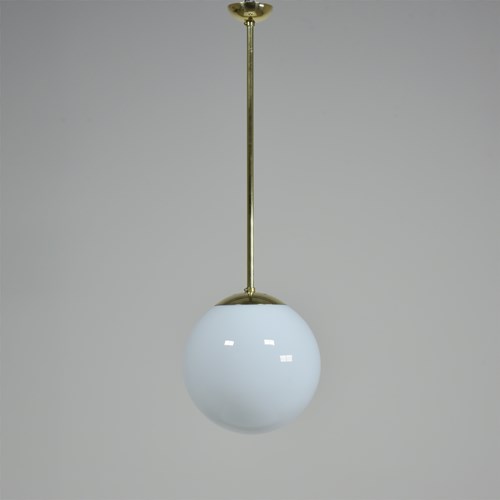 Brass Stemmed Opal Globe Lights