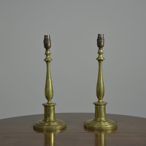 Pair Baluster  Brass Table Lamps