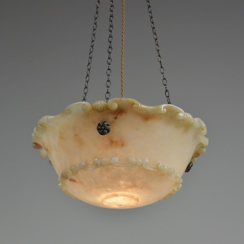 Scroll & Shell Alabaster Plafonnier