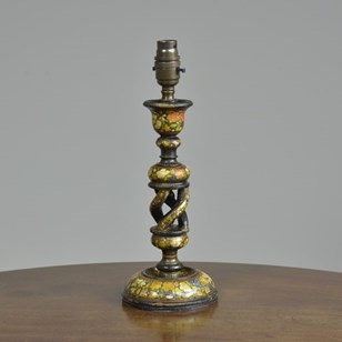 Antique Kashmiri Turned Lamp 