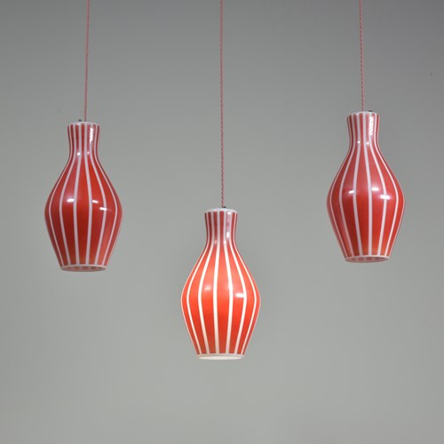 Trio Red Striped Skittle Pendant Shades