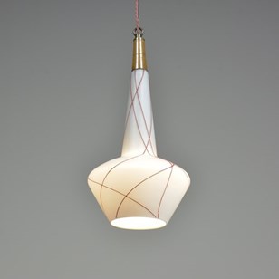 1950S Red Lined Opal Pendant Light