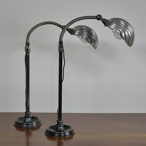 Pair Clam Shell Task Lamps