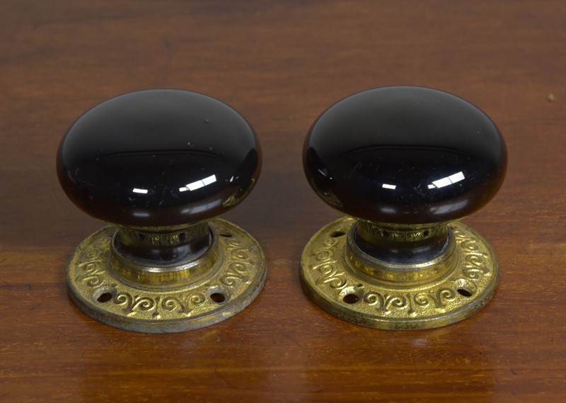 Anique Ceramic & Brass Doorknobs - Two Pairs-haes-antiques-dsc-3875cr-fm-main-637293908955586197.jpg