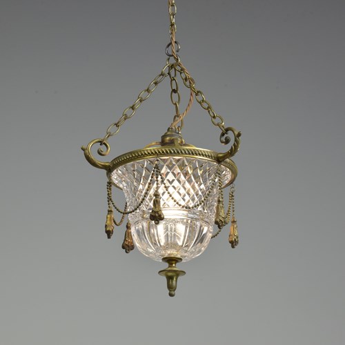 Edwardian Cut Glass & Gilt Brass  Pendant