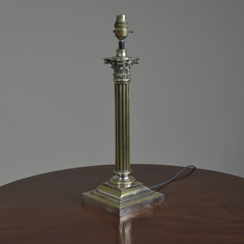 Corinthian Column Table Lamp - Silver Plated