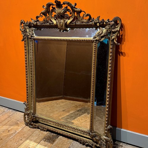 Antique French Giltwood Cushion Shaped Mirror In Louis XVI Style