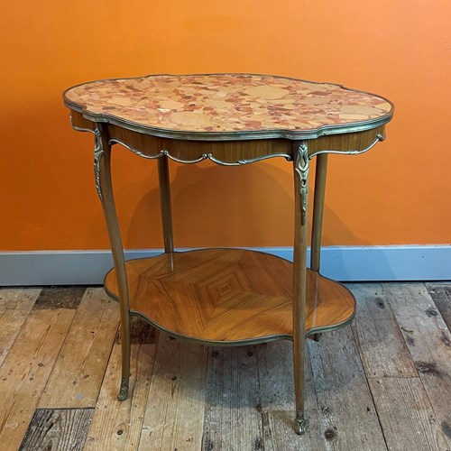 French Louis XV Style Marble Top Kingwood Etagere