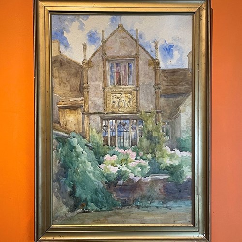 Edwardian Watercolour Of An English Country House