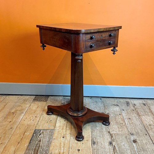 William IV Mahogany Side Table With Rosewood Crossbanding And Brass Inlay