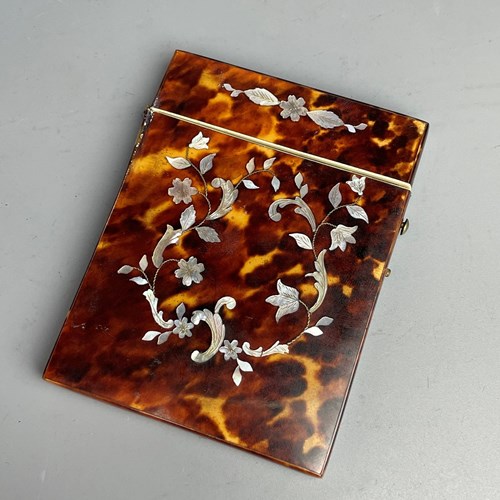 Victorian Tortoiseshell & Mother Of Pearl Card Case