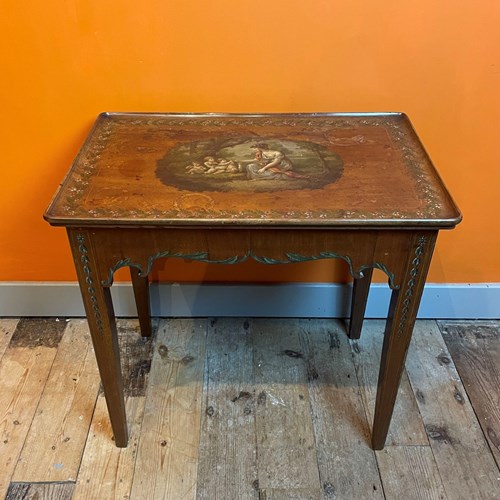 Georgian Silver Table Hand Painted With A Neo-Classical Scene