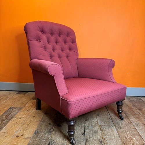 Victorian Button Upholstered Drawing Room Armchair