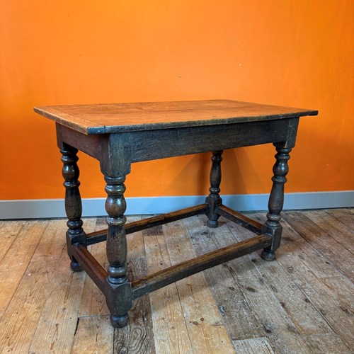 Small Antique Oak Plank Top Refectory Table