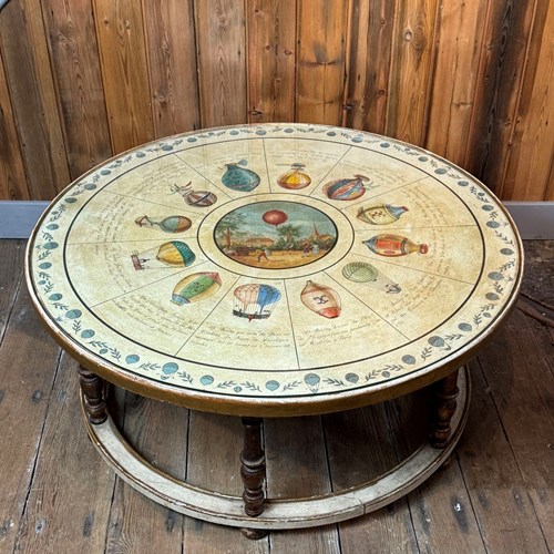 1960'S Casa Pupo Coffee Table Hand Painted With Montgolfier Balloons