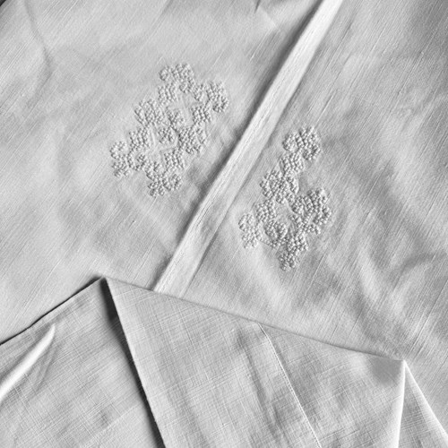 Antique French White Homespun Monogrammed Dowry Sheet