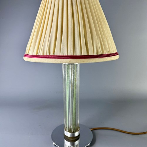 Art Deco Glass And Chrome Table Lamp