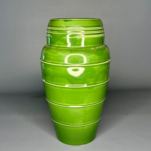 French Art Deco Green Glazed Vase