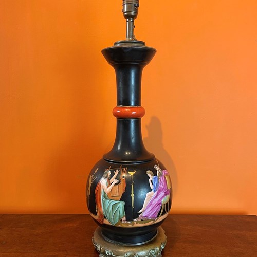 Victorian Greek Revival Porcelain Lamp In The Manner Of Samuel Alcock