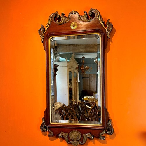 Mahogany & Parcel Gilt Wall Mirror In George II Style