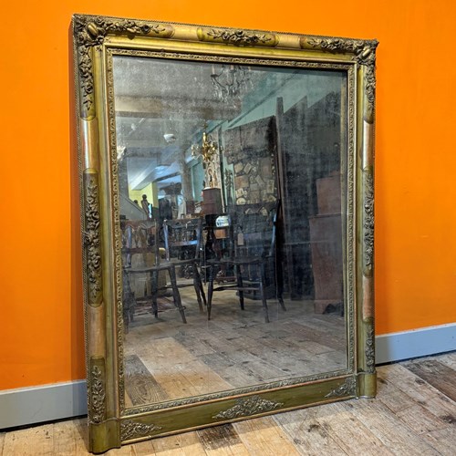 Victorian Gilt Overmantel Mirror With Nicely Distressed Plate