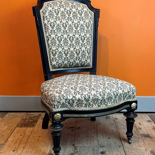 Victorian Ebonised Nursing Chair With Gilt Metal Mounts