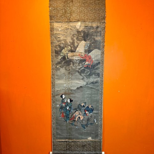 Japanese Scroll Painting Depicting The First Snow