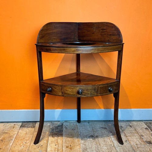 Georgian Mahogany Corner Washstand