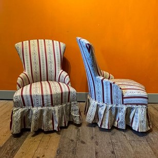 Pair Of Vintage French Boudoir Chai...