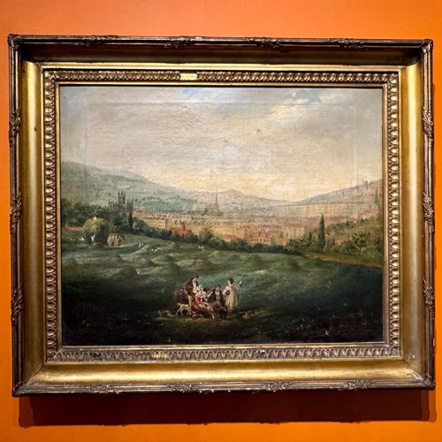 Landscape View Of The City Of Bath, Oil On Canvas, Circa 1840