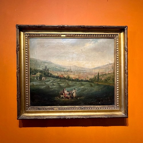 Landscape View Of The City Of Bath, Oil On Canvas, Circa 1840