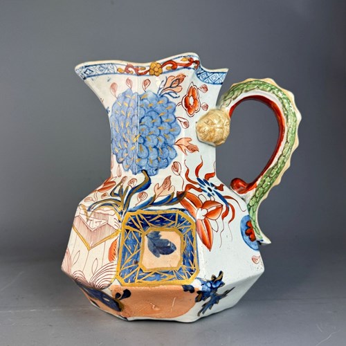 Ironstone China Dragon Handled Jug In Imari Palette Circa 1820
